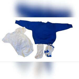 90s Baby blue Sweatshirt and White Onesie,2 Pairs Of Socks